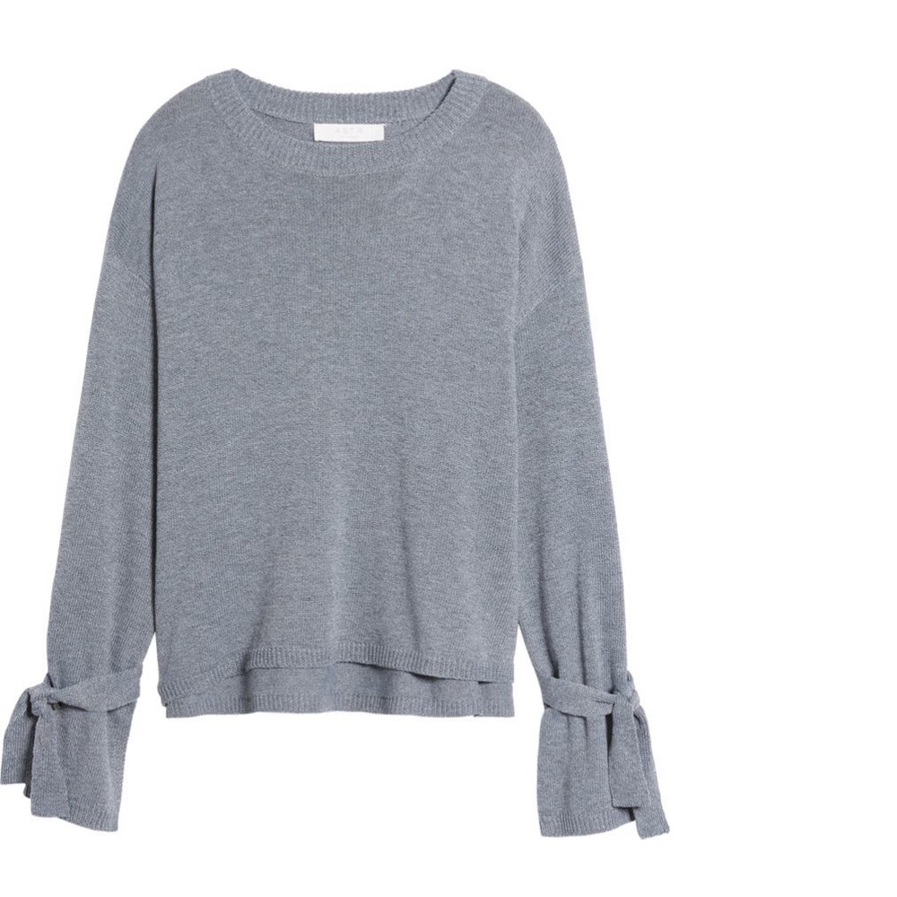 ASTR The Label Tie Sleeve sweater heather grey size small